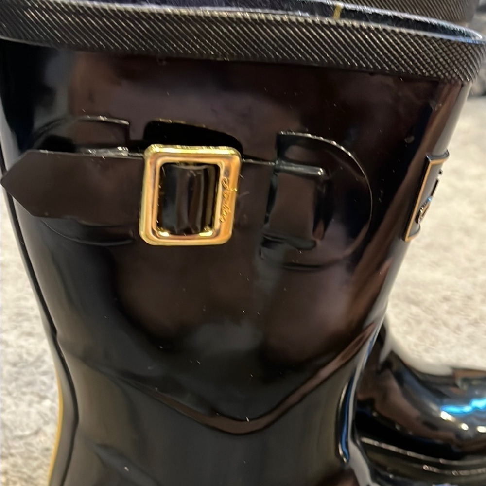 Joules Kelly Welly Black Glossy Rain Boots with Buckle US 5 UK 3 - Picture 3 of 16